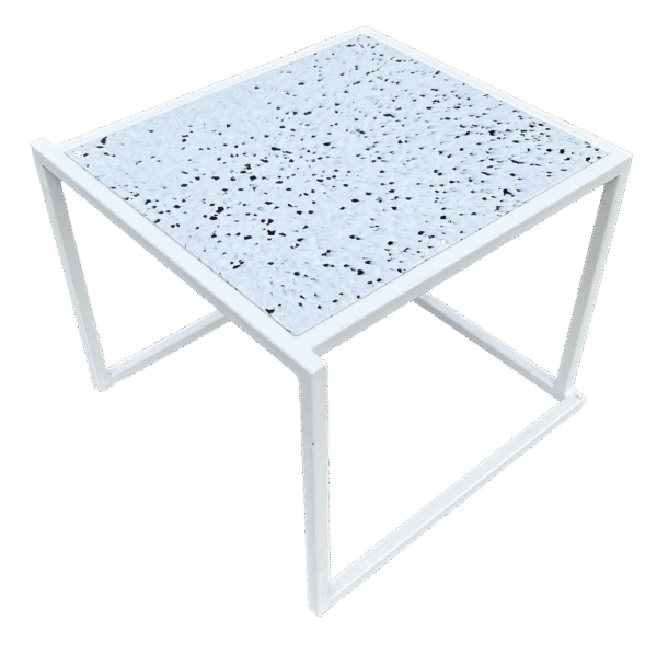 Table Basse Quadro Blanche 50 x 50 cm – Plateau Terrazzo